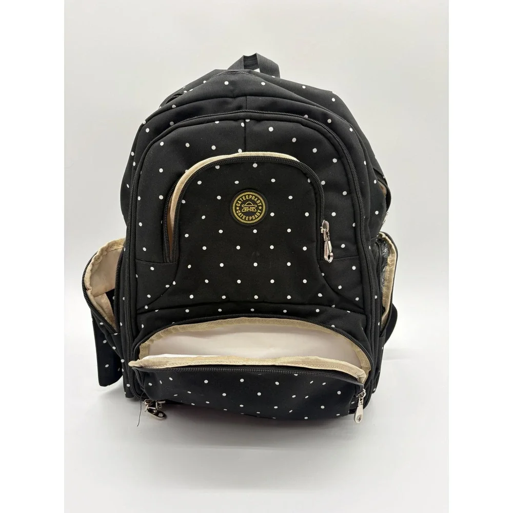 Cateepbaby Diaper Bag Backpack Women OS‎ Black Polka Dot Excellent Insulated